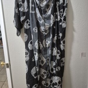 SHEIN Black and White Skull Swim Coverup